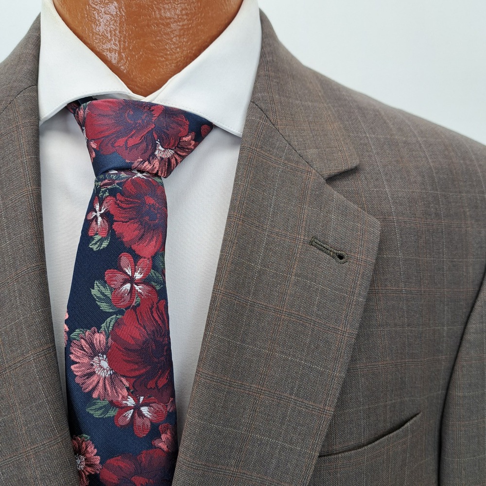 JOS A BANK Signature Collection 42R Brown Plaid Wool Blazer Gordon Windowpane